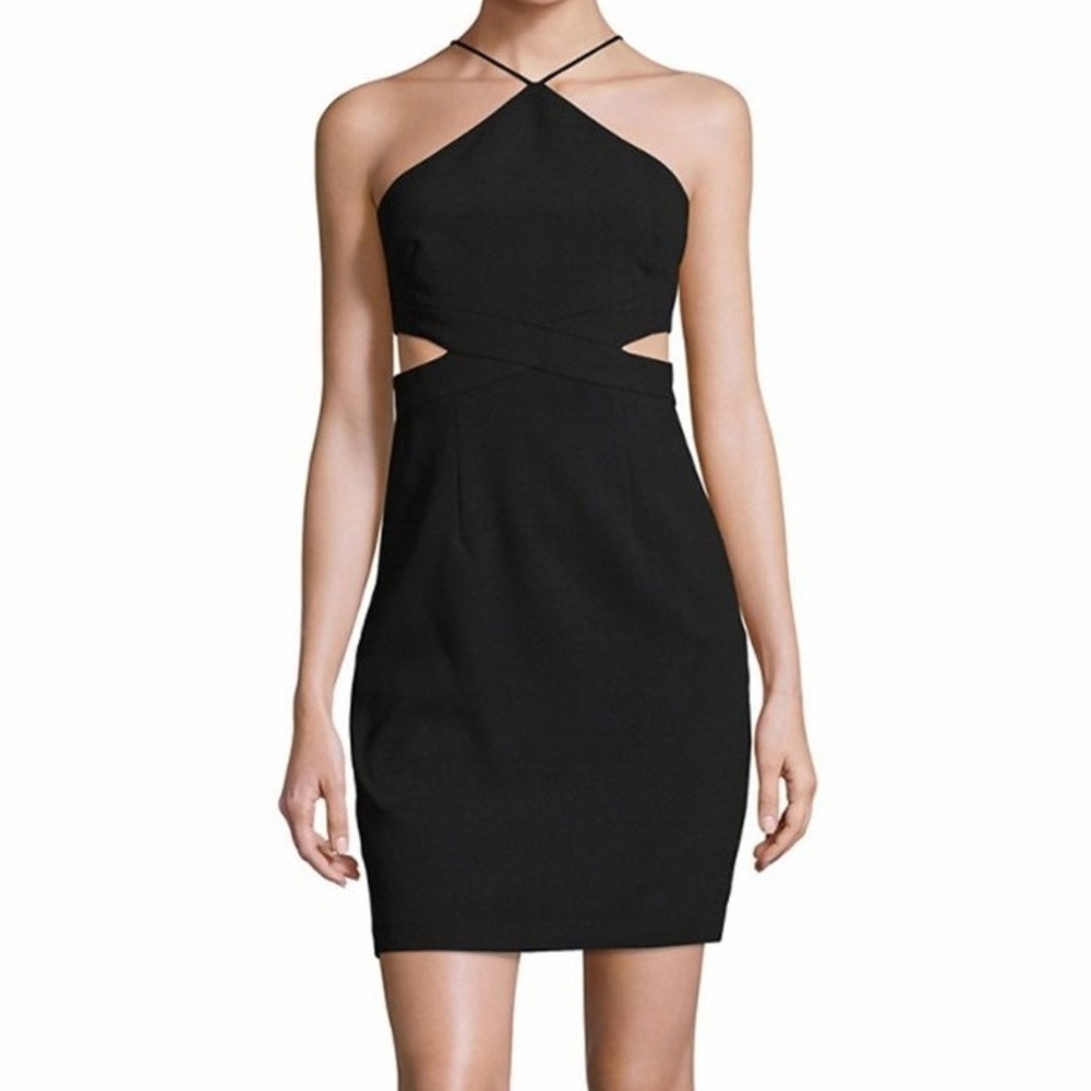Aidan Mattox Cutout Halter Crepe Sheath Dress